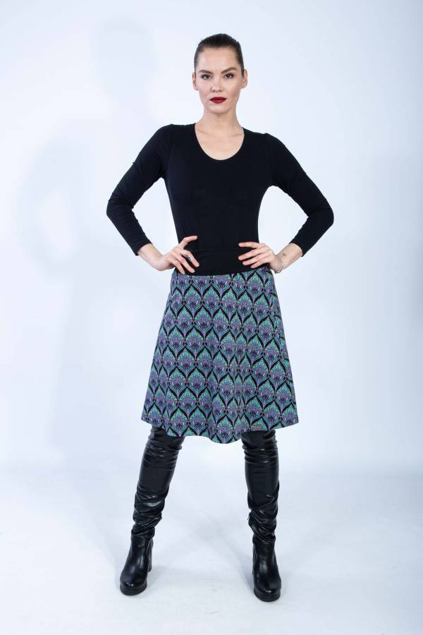 Rosi skirt in organic GOTS interlock jacquard