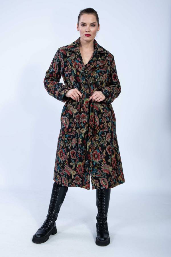 Cappotto Myrtle in jacquard di lana riciclata