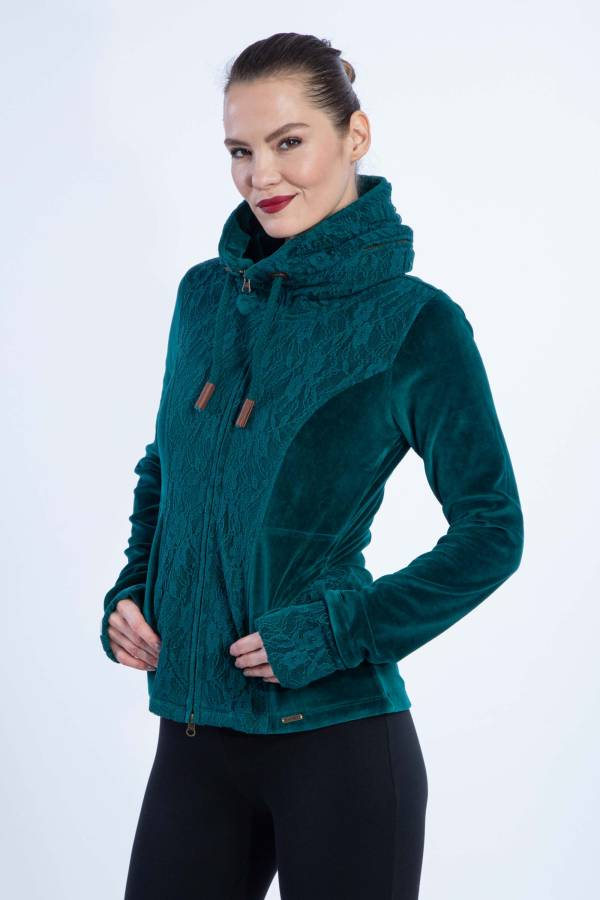 Jessy jacket in organic velvet with lace