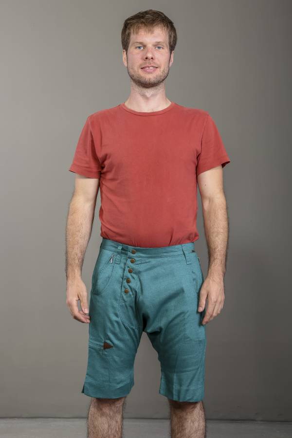 Pantaloncini in cotone organico fiammato | Babak