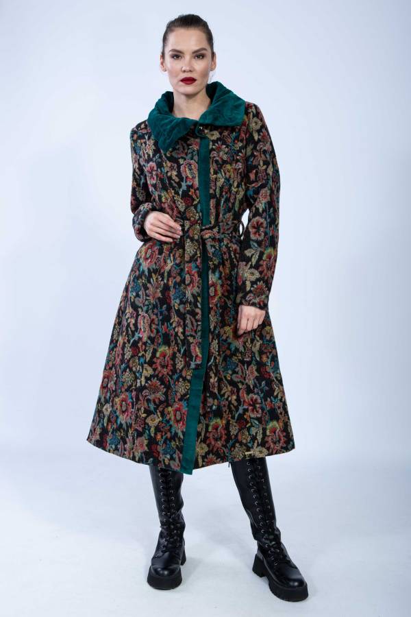 Mama Noel coat made from recycled wool jacquard