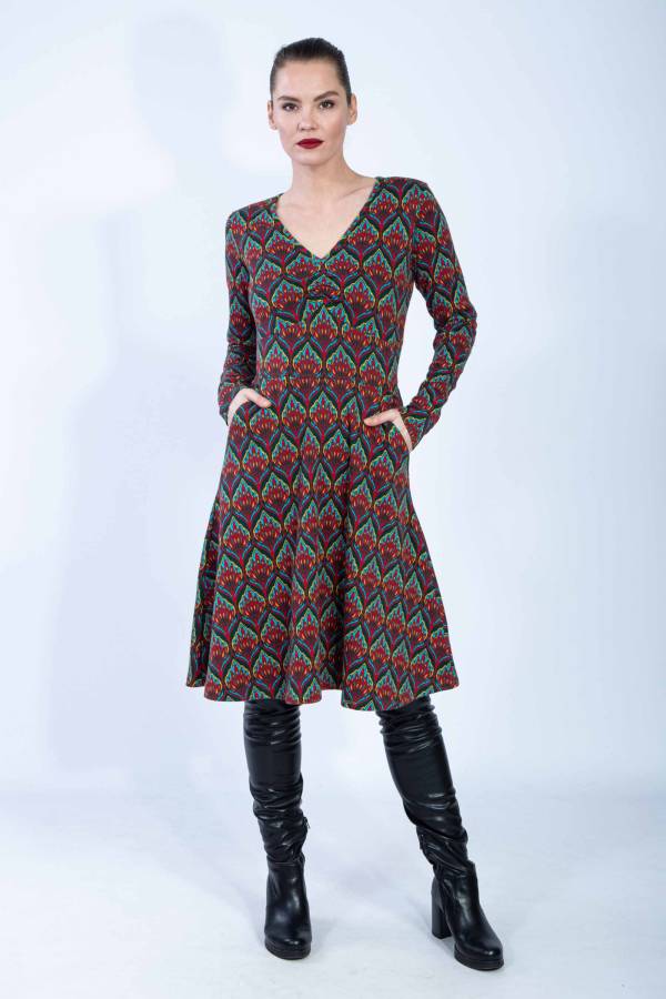 Dorsa dress made from organic GOTS interlock jacquard