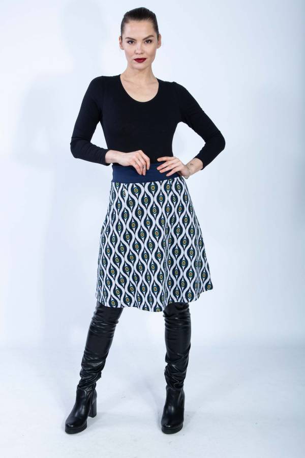 Rosi skirt in organic GOTS interlock jacquard