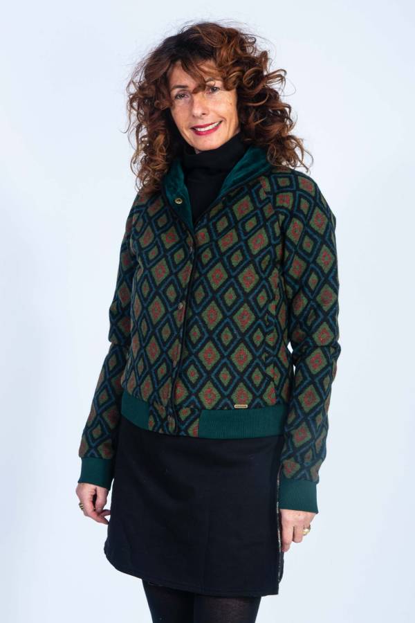 Jazzy jacket made from recycled wool jacquard