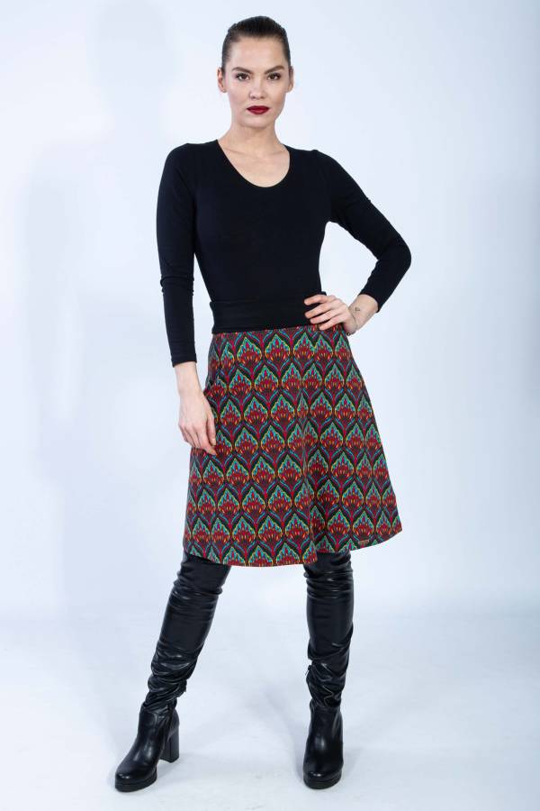 Rosi skirt in organic GOTS interlock jacquard