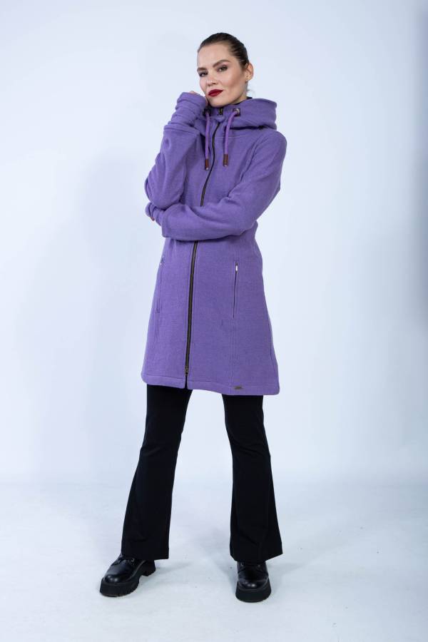 Cappotto Madina in merino con cappuccio