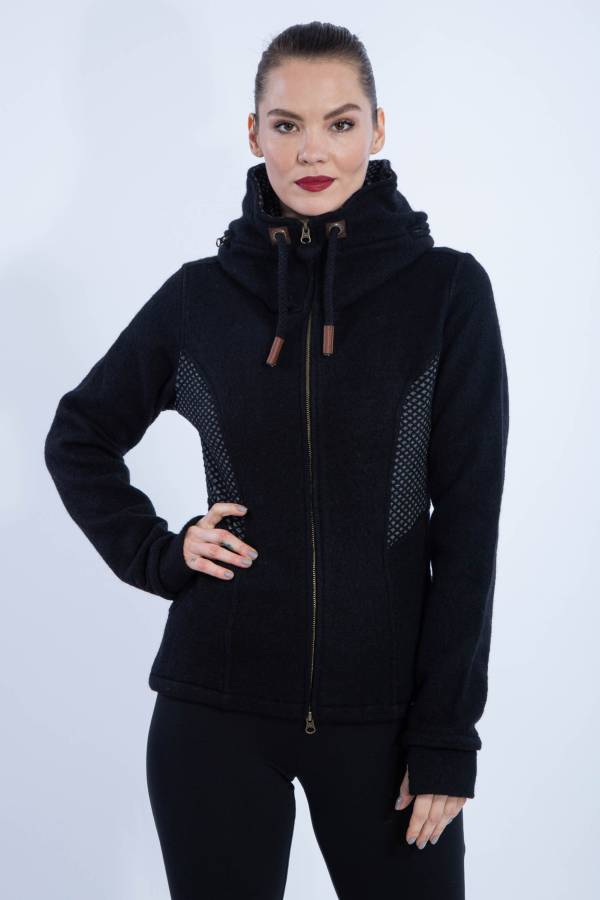 Jessy merino jacket hood lined with organic cotton