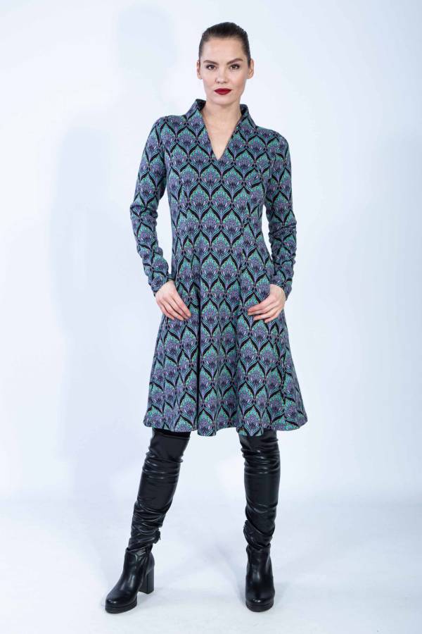 Daria dress in organic GOTS interlock jacquard